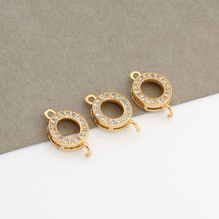 diy micro-inlaid jewelry accessories double hanging circle earrings pendant necklace bracelet semi-finished materials factory wholesale