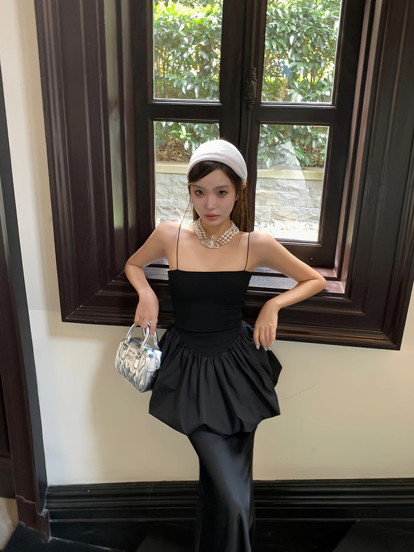 区区欧阳抹胸花苞吊带鱼尾半身裙套装女夏季新款设计感小众两件套|undefined