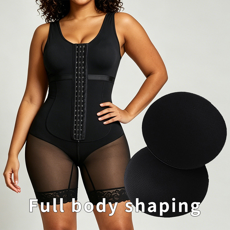 Cross-border plus-size shapewear for women, featuring slimming pants with a zipper at the crotch, tummy control, hip-lifting, waist-cinching, and a one-piece bodysuit design