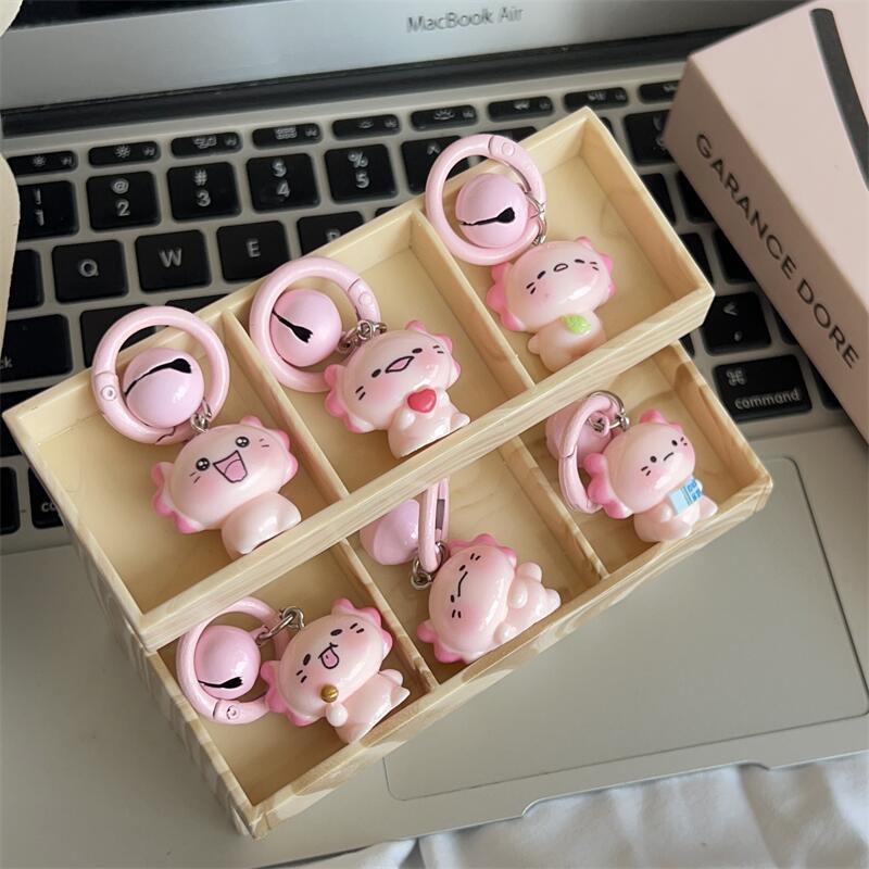 可爱立体六角龙铃铛钥匙扣卡通粉萌少女心包包挂件情侣闺蜜礼物饰|undefined