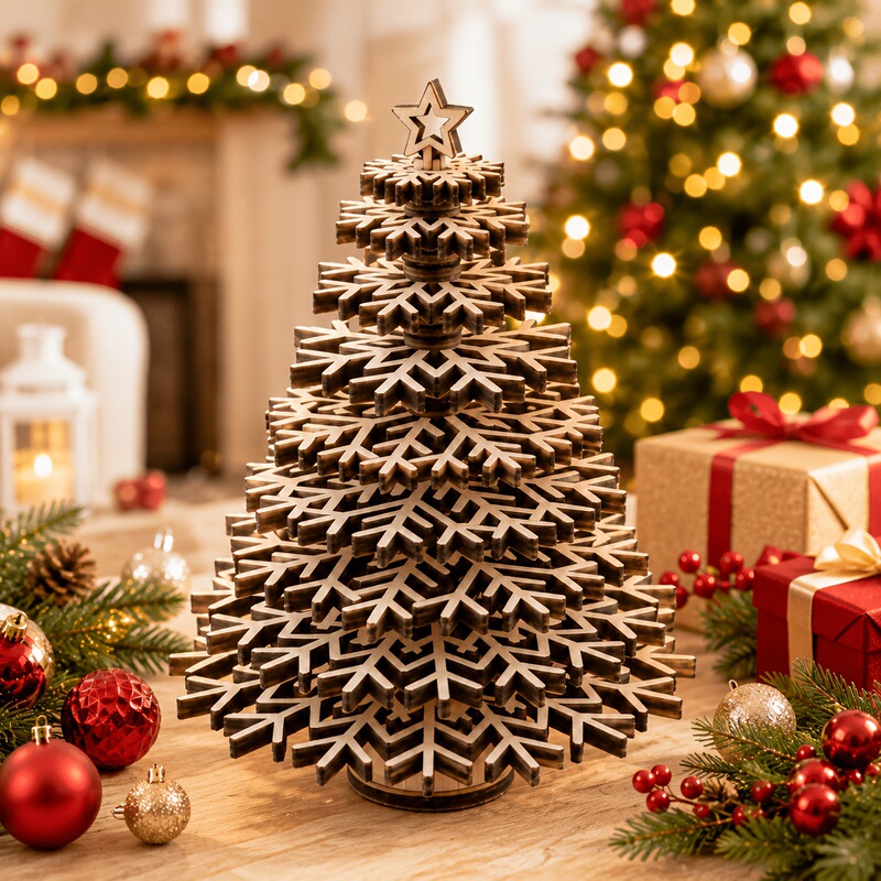 Cross-Border DIY Creative 3D Wooden Christmas Tree Decorations Desktop Scene Christmas-Themed Holiday Wooden Ornaments