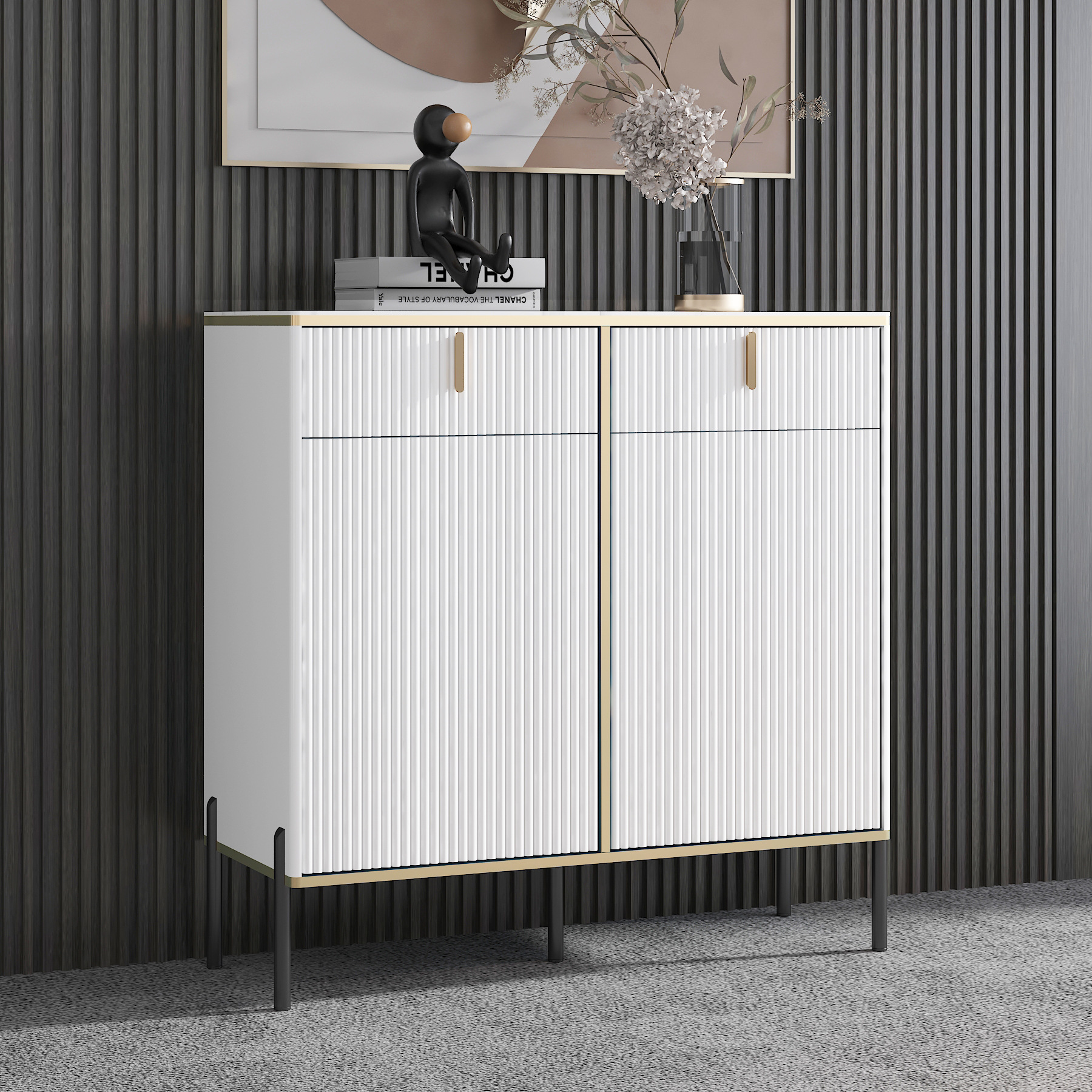 바위 보드 데스크탑 80 흰색 두 문 80*35*95cm