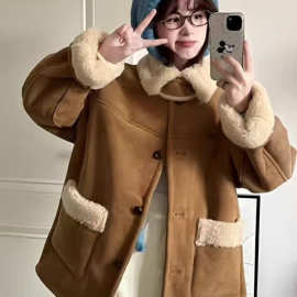 羊羔毛外套女两面穿新款环保仿皮草皮毛一体羊羔毛外套女冬季