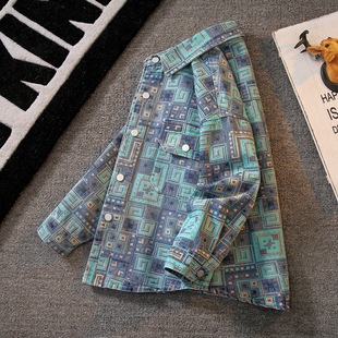 Boys' Autumn Jacket Children's Clothing 2024 New Cool and Stylish Denim Autumn Outfit for Older Boys