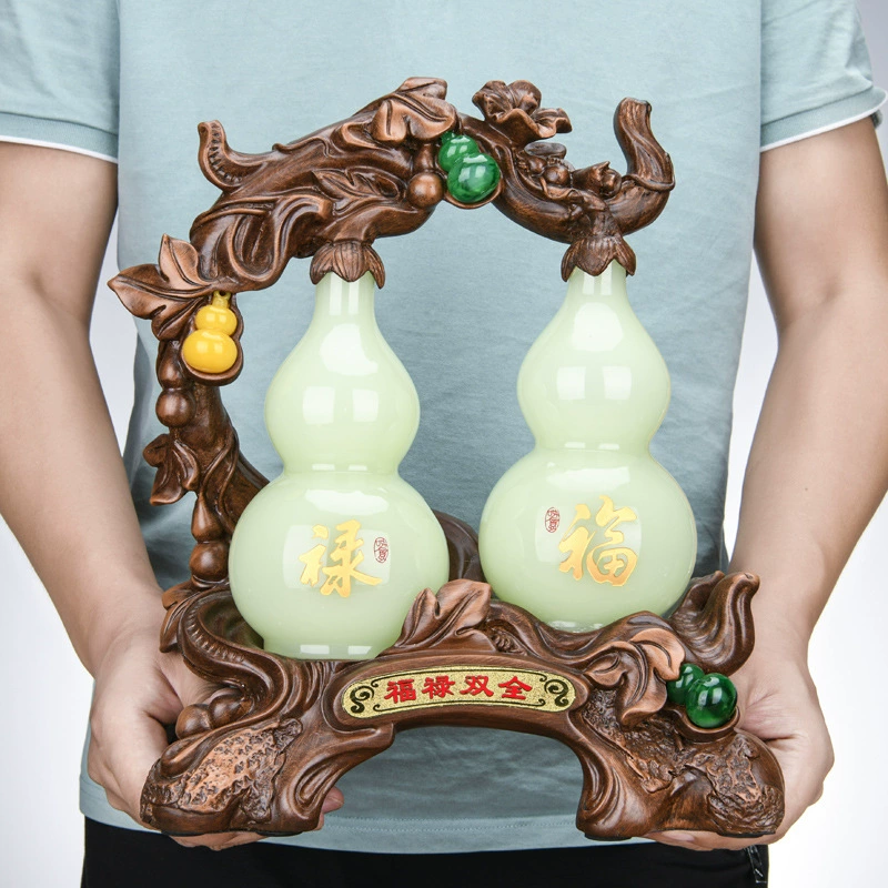 Fulu Ping An Liuli Jade Gourd Dairy Home Decoration Wine Cabinet TV Cabinet Reluctive New Home Opening Door Red gift products