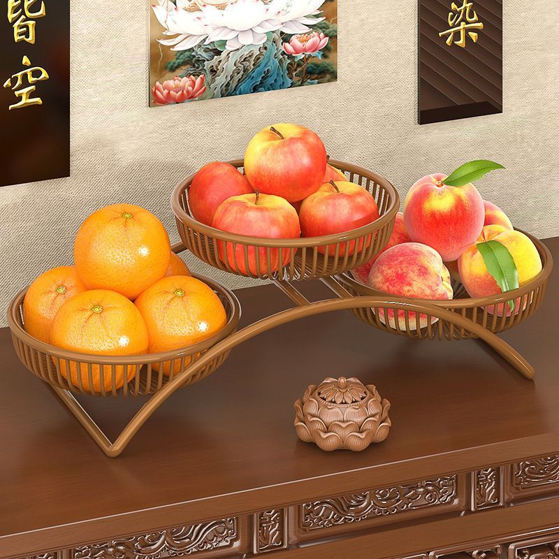 Buddhist Supplies Fruit Tray Iron Art for Offering to Buddha, Guanyin, and the God of Wealth, Household High-Footed Offering Tray, Fruit Tray, Offering Rack