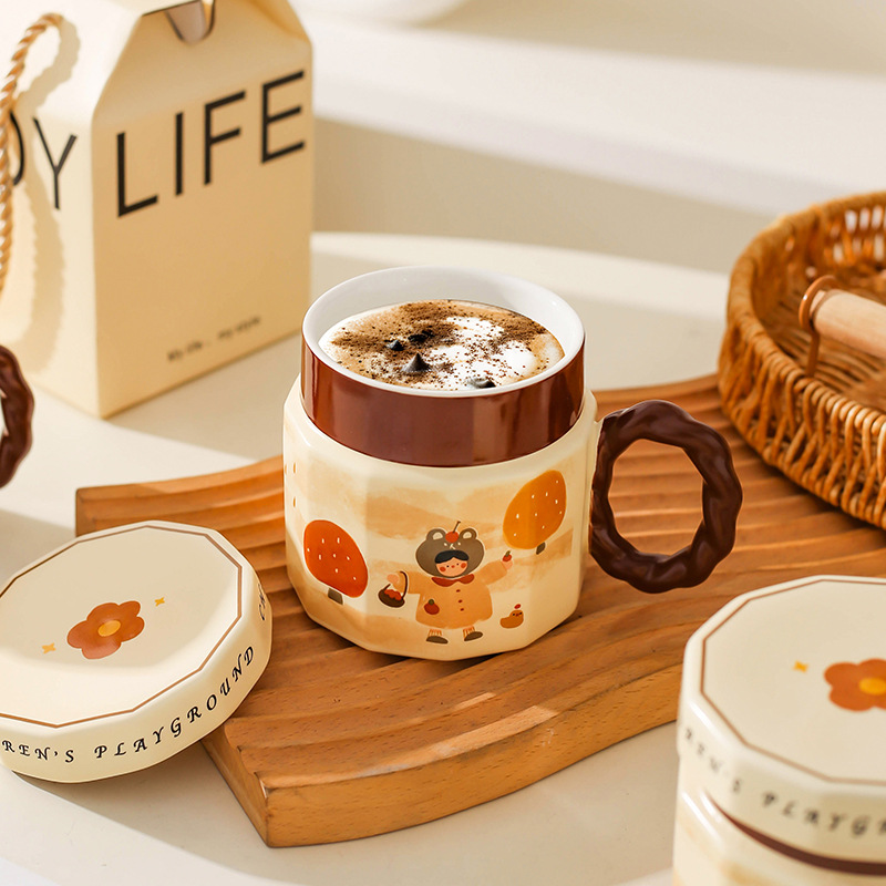 Vintage Girl Taza de cerámica regalo de mano pareja taza de agua taza de oficina de chicas taza de café