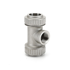 Manufacturer supply stainless steel 304 quick-connect tee with external thread and vertical rib three-way pipe fitting