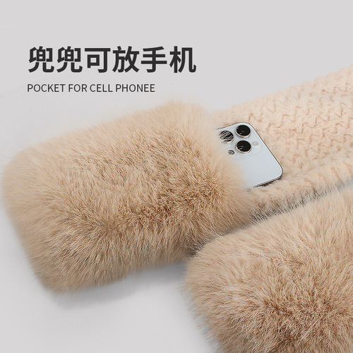 Fleece Hat, Scarf, and Gloves Set for Women - Autumn/Winter Cycling Cold Protection Ear Covering - Versatile, Thick, Warm, Hooded, Solid Color