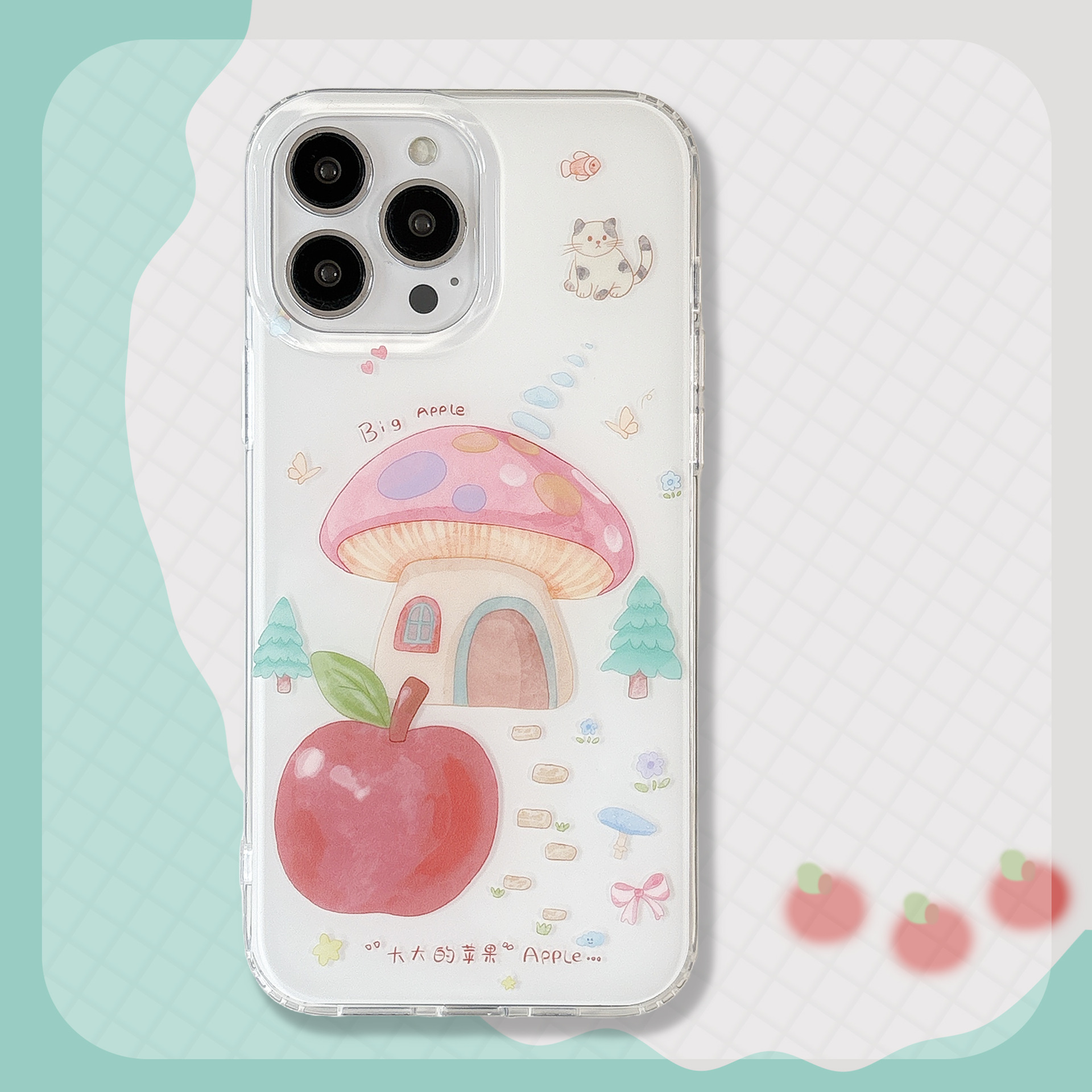 Fun lindo graffiti hongo Apple para iPhone15/16 funda para teléfono móvil 14Pro femenino 16ProMax nuevo 13