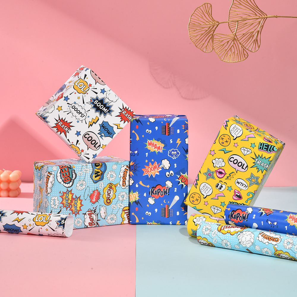 Papel de regalo animal de dibujos animados en stock papel recubierto Impresión de vacaciones papel de regalo de cumpleaños papel de regalo al por mayor