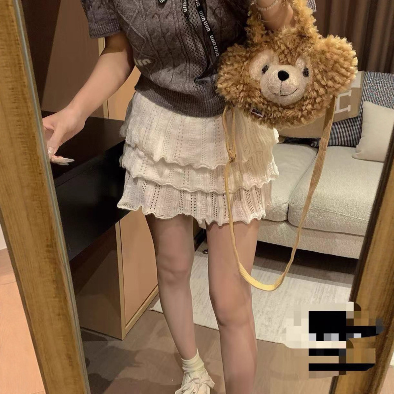 韩系蕾丝蛋糕半身裙女2025夏季纯欲风短裙高腰显瘦A字公主蓬蓬裙|undefined