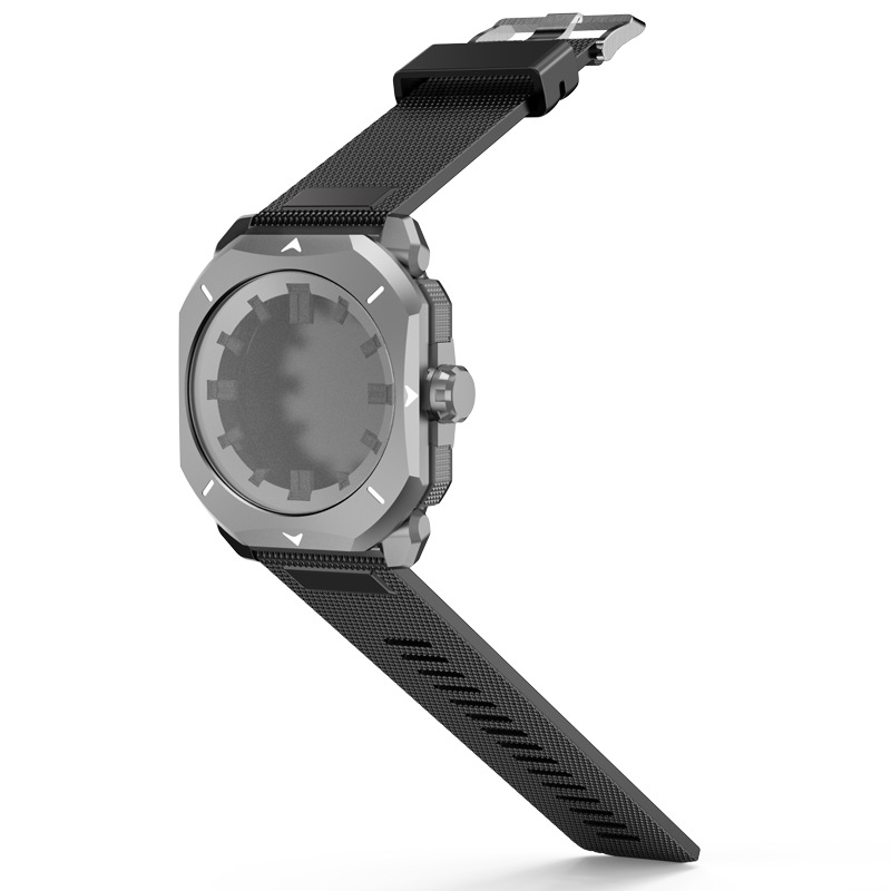 실버 케이스, 블랙 스트랩(바늘과 전자 무브먼트 포함)