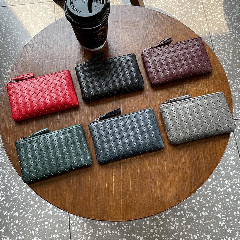 New genuine leather coin purse short women's sheepskin hand-woven zipper large capacity card holder factory wholesale direct sales New genuine leather coin purse short women's sheepskin hand-woven zipper large capacity card holder factory wholesale direct sales