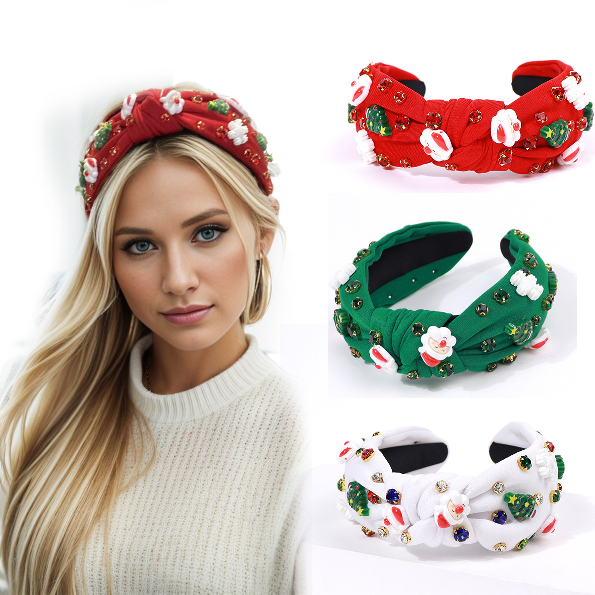 256g Weight Hair Band Hair Accessories Type 1 Piece Quantity Christmas Cute Women's Christmas Tree Santa Claus Plastic Hair Band