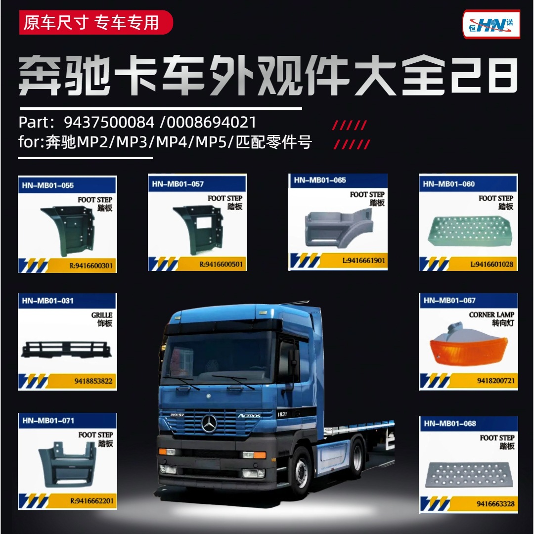 Aplicable a camiones Mercedes-Benz importados para guardabarros / soporte / bloqueo hidráulico / tira de tracción Serie ACTROS = accesorios de servicio