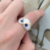 Retro blue glasses, jewelry, design ring suitable for men and women, wholesale