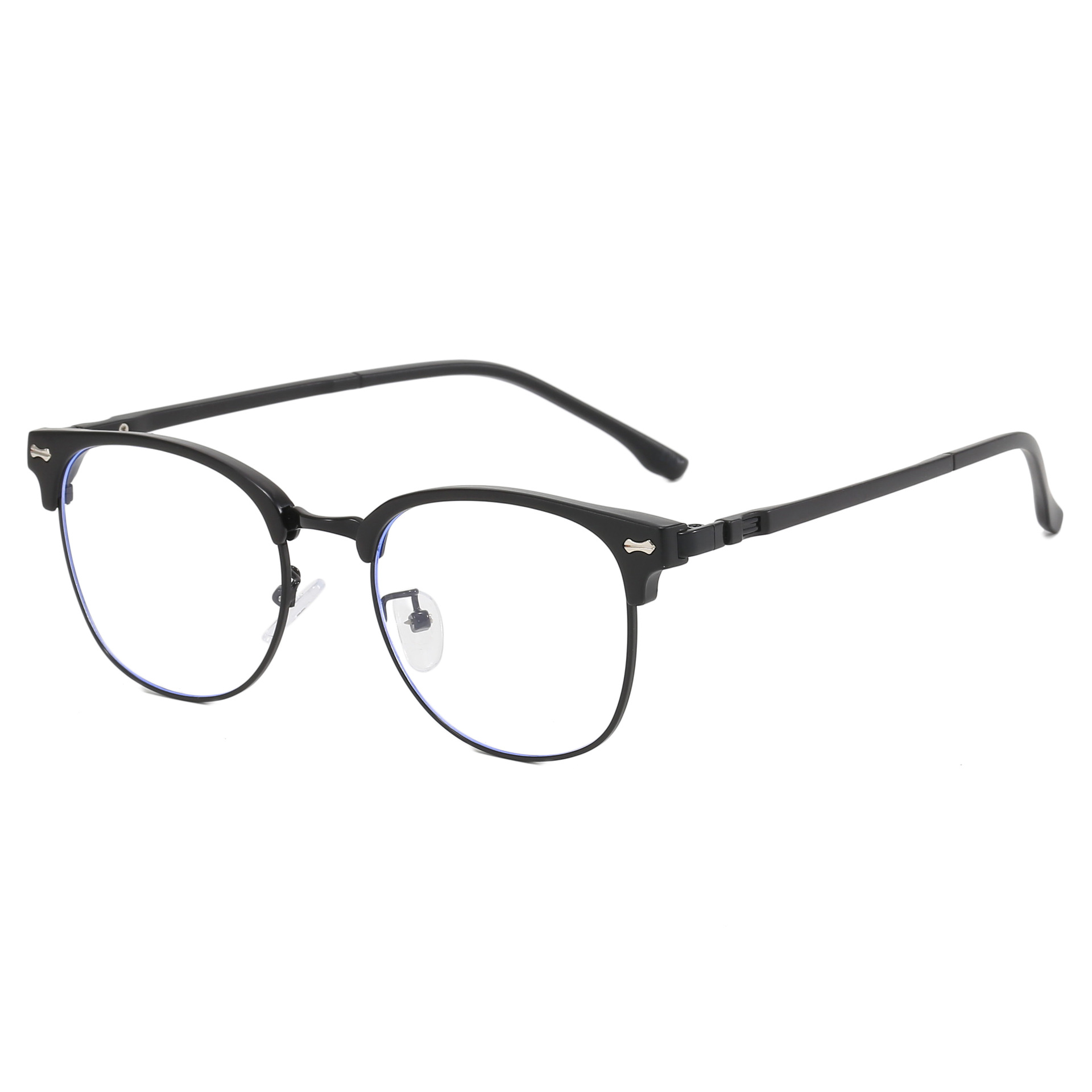2024 nuevo retro cuadrado metal medio marco negocio anti-azul luz gafas hombres simple ultra-ligero miopía marco gafas