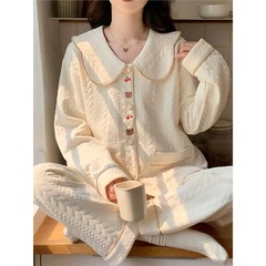 純綿甘美系秋冬保温空気綿月子服授乳服妊婦授乳パジャマ妊娠期授乳期