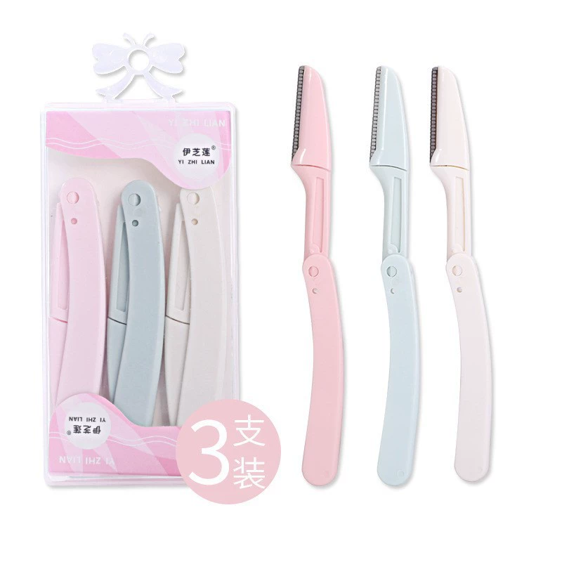 Eyebrow Razor Set, Foldable Handle with Protective Cover, Multi-Color Bulk Pack