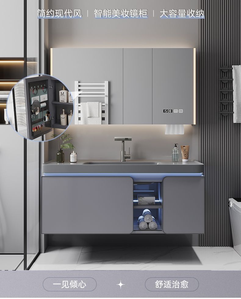 New minimalist bathroom cabinet, ceramic integrated basin bathroom cabinet, combined bathroom washbasin, new ceramic washbasin cabinet details Picture