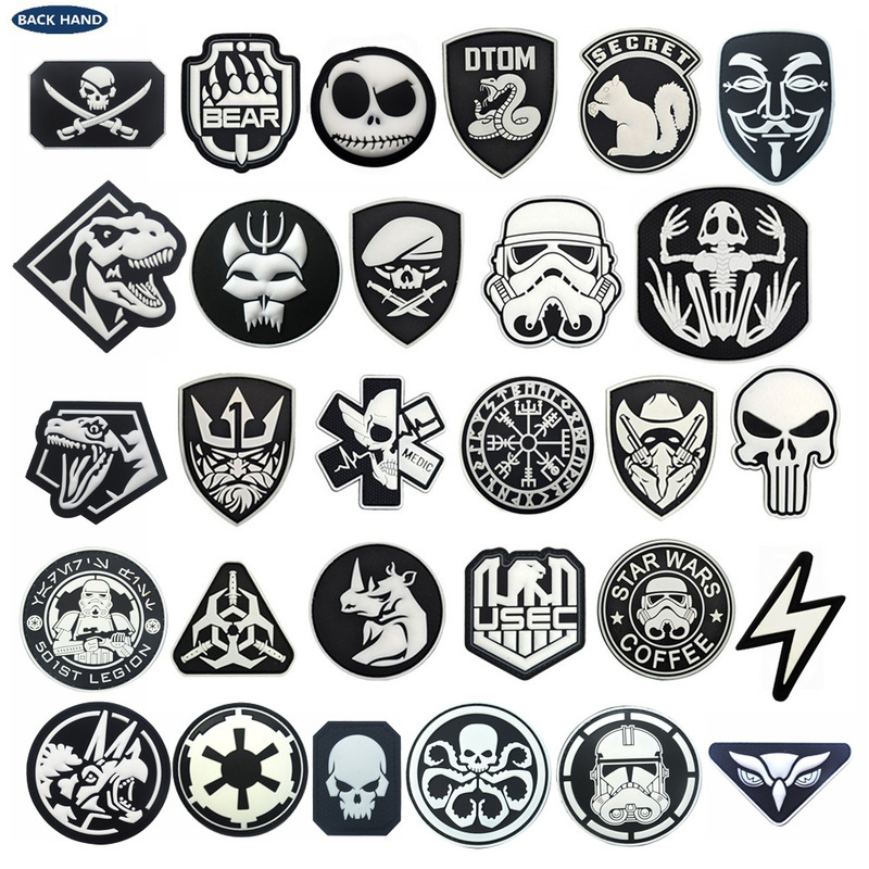 Haike Outdoor Cross-Border Supply 3D Glue Luminous Pvc Soft Rubber Armband Velcro Badge Tactical Morale Badge
