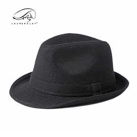 绅士帽子男英伦风复古简约纯色羊毛呢礼帽男士休闲爵士帽保暖大码