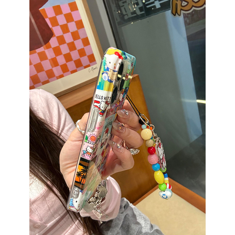 Divertida ilustración de dibujos animados KT cat para Apple 15Pro nuevo 16ProMax nicho 14/13 cadena 15PM hembra 16