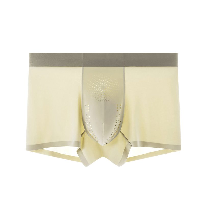 Procesamiento de ropa interior de seda de hielo para hombres de verano personalizados, pantalón bóxer cómodo transpirable ultrafino de dopamina, cabeza de pantalones cortos para hombres