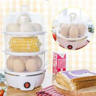 Egg Cooker with Automatic Power-Off to Prevent Dry Cooking, Double-Layer Steamed Egg Custard, Household Baby Food Supplement Machine, One Independent Station