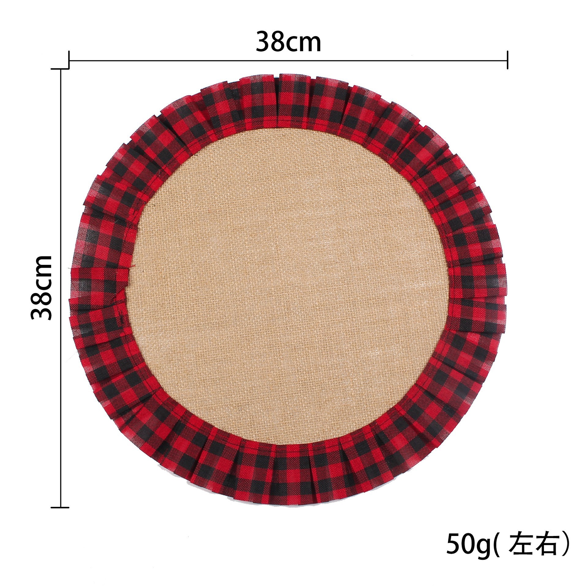 Jute Round Placemat Natural Linen Pleated Tassel Edge Heat-Resistant Placemat Nordic Style Restaurant Table Decoration