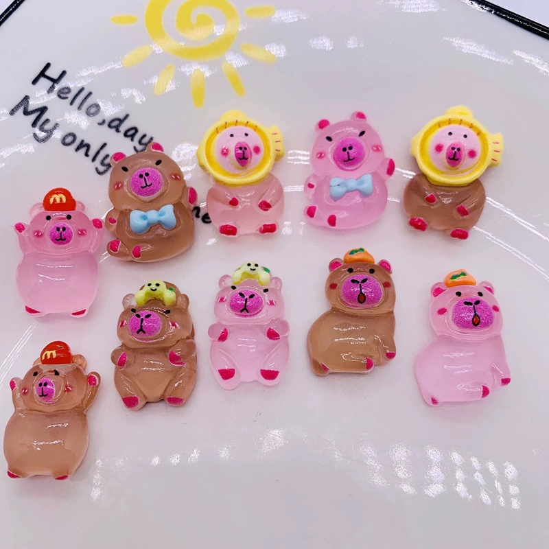 Интернет-знаменитость: милый розовый капибара, аксессуары для обуви из смолы, DIY, кремовый клей, чехол для телефона, украшения оптом