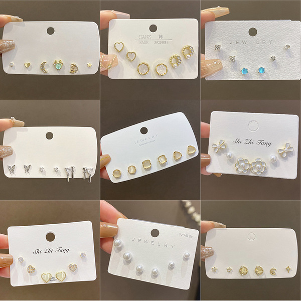 set with zircon pearl with bow