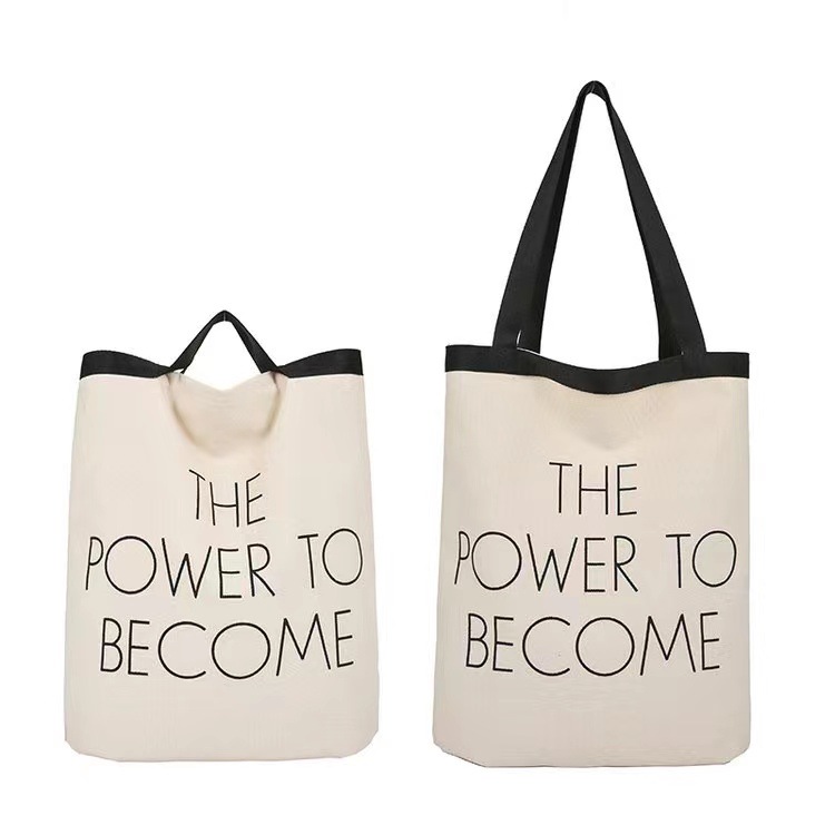 厂家批发可印logo女士手提袋简约厚实质感字母帆布包大容量单肩包