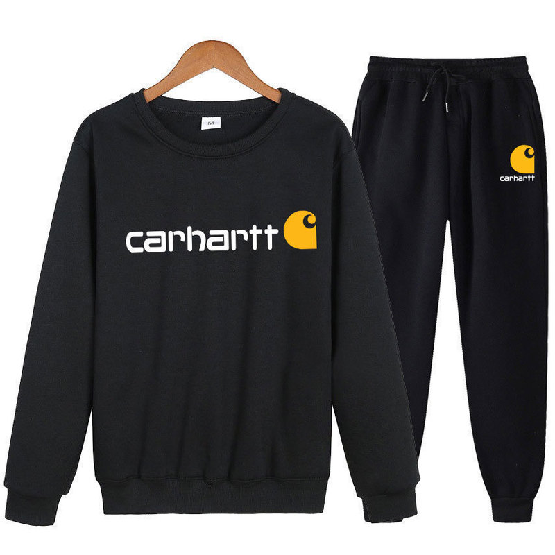 European and American Men's Casual Round-Neck Sweatshirt Suit, Spring and Autumn Jogging Sportswear, Thickened Carhartt Hoodie Suit