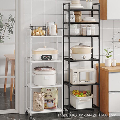 Kitchen shelf, floor stand, multi-layer household microwave shelf, kitchen storage, pot holder, movable