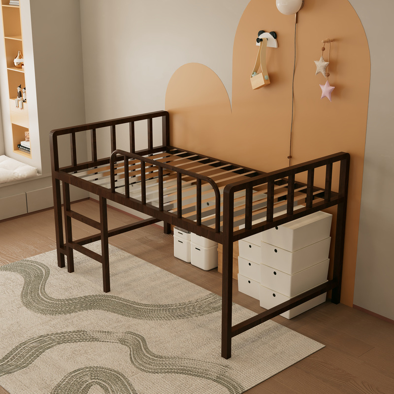 Walnut color stainless steel half height bed + 13 beams