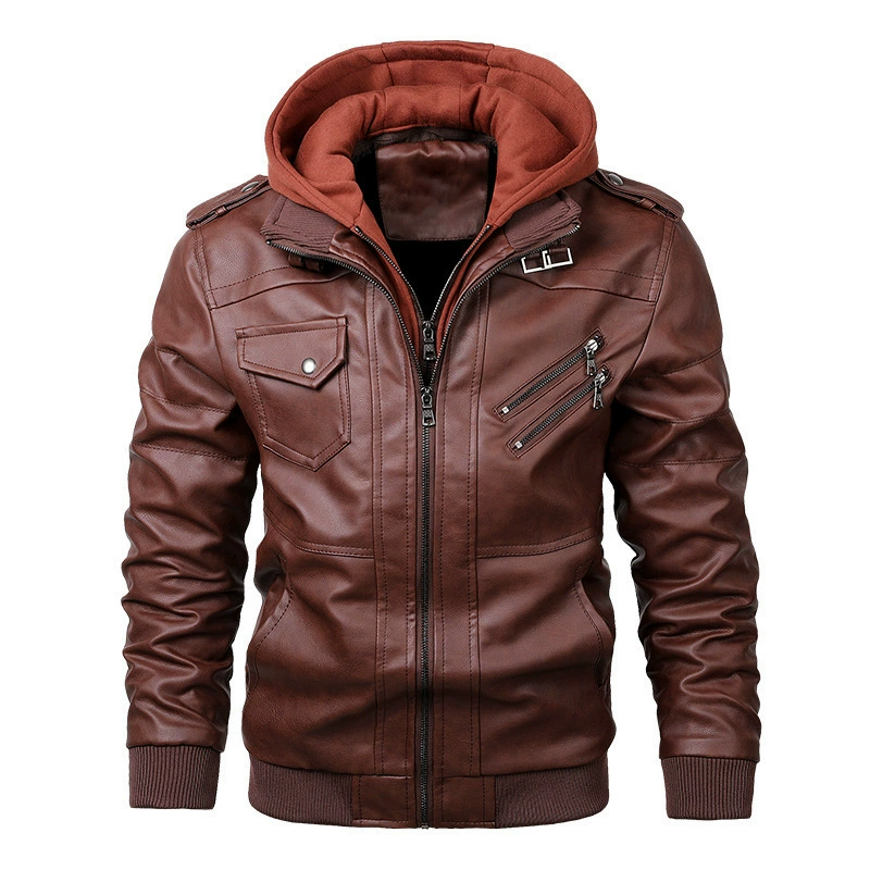 Polyurethane Autumn Jacket, European Style, Plus Sizes, Hooded with Velvet/Fleece Lining