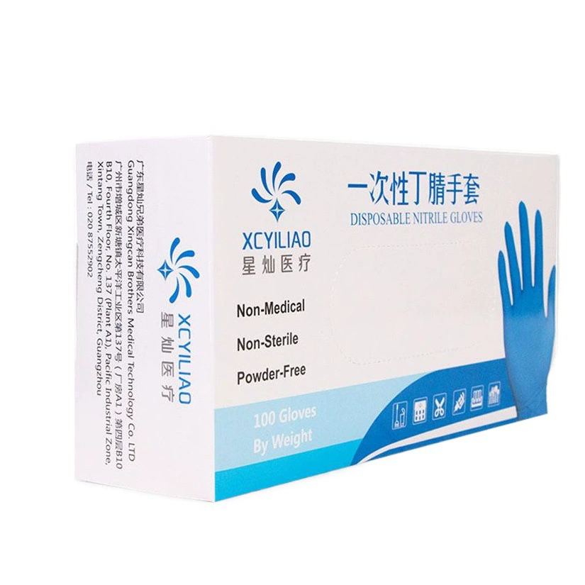 Одноразовые синие нитриловые защитные перчатки Бытовая утолщенная пластиковая вышивка Охрана труда Износостойкие черные перчатки для инспекции Ding Qing