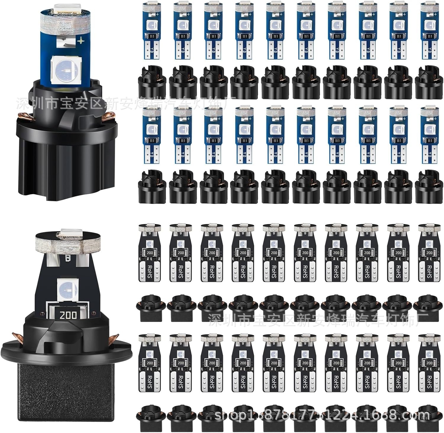 Cross-border car instrument light T10 LED-3030-3SMD instrument light air conditioning light T5 gear light with lamp holder