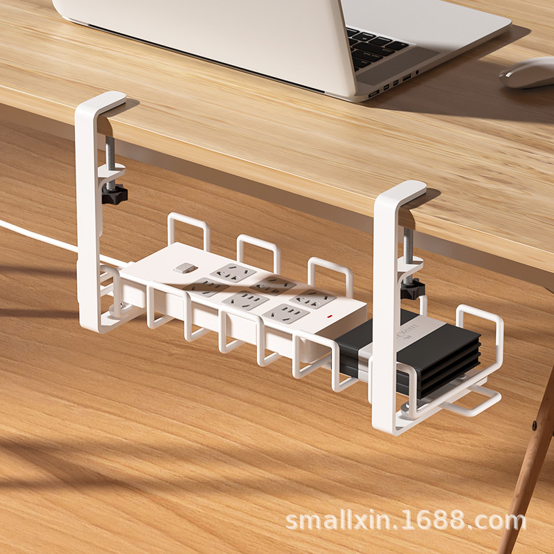 Estante de gestión de cables debajo del escritorio sin perforaciones, estante de almacenamiento de enchufes engrosado, estante de almacenamiento debajo del escritorio, estante de funda protectora para cables de datos