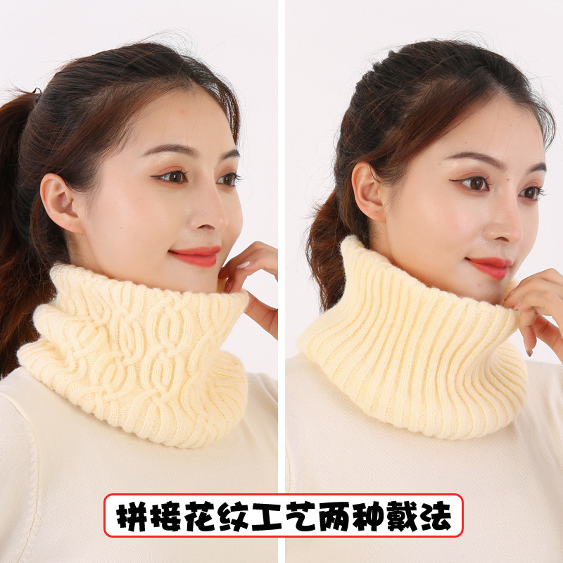Nuevo hilo de Jersey de punto bufanda para mujer Otoño e Invierno estilo coreano versátil grueso cálido cuello protección color sólido bufanda collar falso