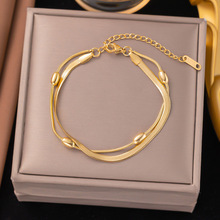 15g Weight 0.03µm-0.05µm Gold Plating Thickness PVD Coated Gold Plating Process PVD Coated Real Gold Plated Heart Shape Titanium Steel Simple Style Waterproof Non Tarnish Titanium Steel Bracelets