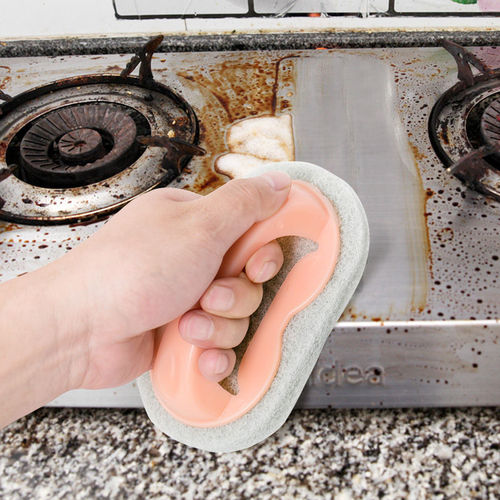 Handle-mounted sponge cleaner, bathroom tile brush, bathtub brush, kitchen dishwasher brush, pan scrubber, manufacturer wholesale