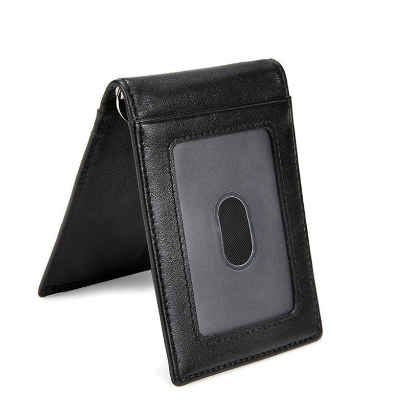 高檔頭層牛皮磁鐵美金夾 歐美多功能防磁鈔票夾 RFID真皮超薄卡包