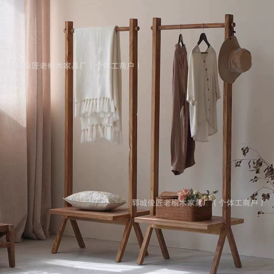Китайская вешалка для одежды из старого вяза, вешалка для одежды из цельного дерева для спальни, вешалка для одежды Zen Hotel B&B, вешалка для одежды, витрина для магазина одежды