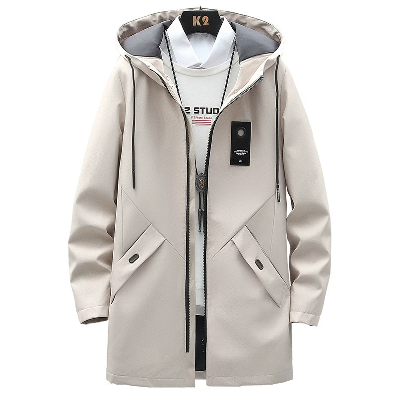 Jacket, long autumn demi-season men's trench coat, slim fit, mid-length, for import