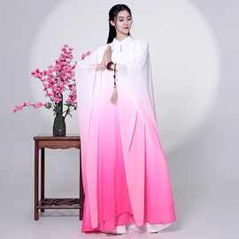 中国风连衣裙渐变色禅服茶服古筝外披组合裙禅意居士打坐冥舞蹈服