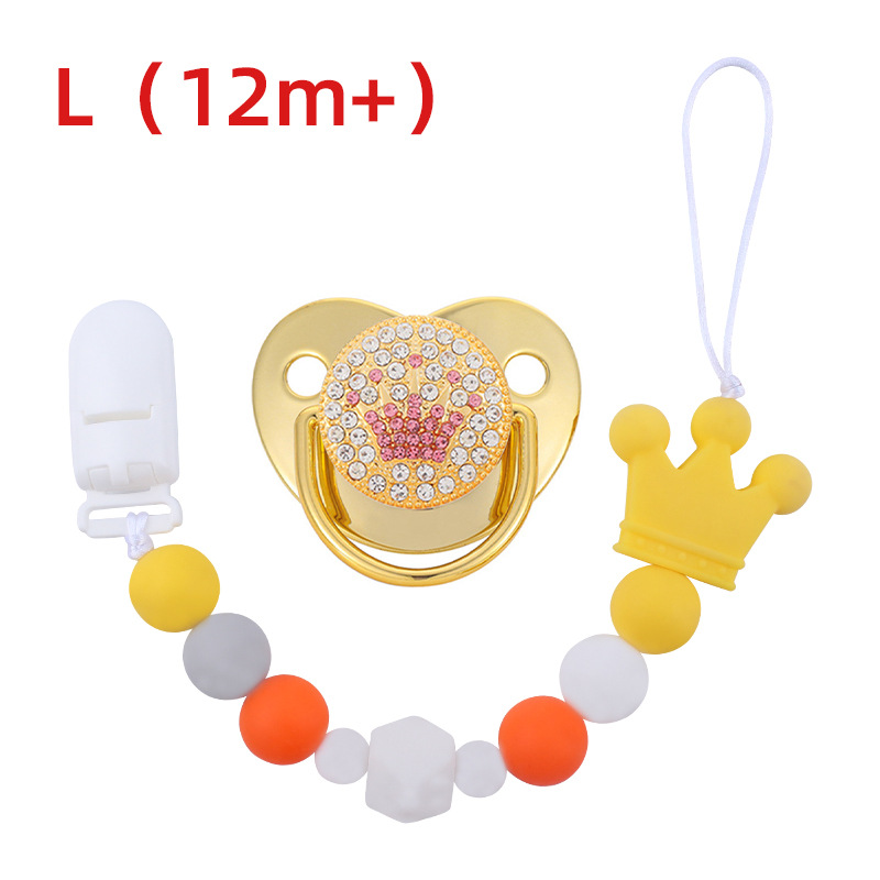 Bebé suministros corona chupete bebé silicona corona perlas mordedura chupete cadena anti-caída traje de cadena Nuevo