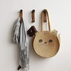 Nordic solid wood leather hook belt hanging coat and hat wooden wall bedroom living room entrance decoration one piece drop shipping